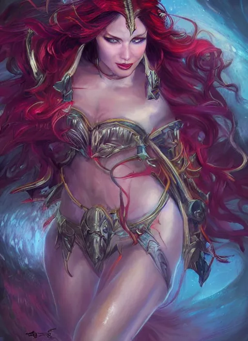 Prompt: female siren ultra detailed fantasy, dndbeyond, bright, colourful, realistic, dnd character portrait, full body, pathfinder, pinterest, art by ralph horsley, dnd, rpg, lotr game design fanart by concept art, behance hd, artstation, deviantart, hdr render in unreal engine 5