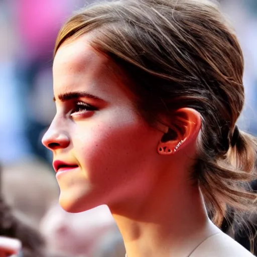 Prompt: Emma Watson gasping in excitement, (EOS 5DS R, ISO100, f/8, 1/125, 84mm, postprocessed, crisp face, facial features)