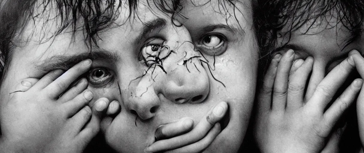 Image similar to award winning photo of a todd solondz sad and happy, crying and smiling franticly, vivid colors, happy, symmetrical face, beautiful eyes, studio lighting, wide shot art by sally mann & arnold newman