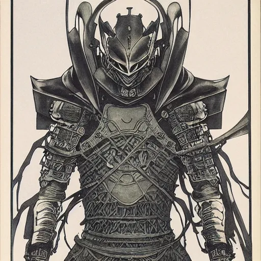 Image similar to prompt : black and white portrait soft light painted by takato yamamoto, black knight armor, inspired by ghost in shell anime, smooth face feature, intricate oil painting, high detail, sharp high detail, manga and anime 1 9 8 0