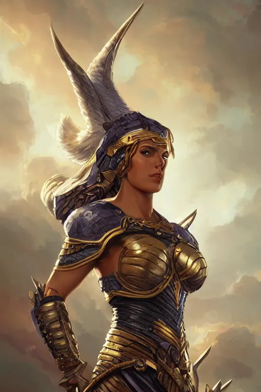 Image similar to amazon valkyrie athena, d & d, fantasy, portrait, highly detailed, headshot, digital painting, trending on artstation, concept art, sharp focus, illustration, art by artgerm and greg rutkowski and magali villeneuve