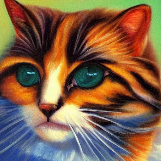 Prompt: oil painting of a beautiful cat