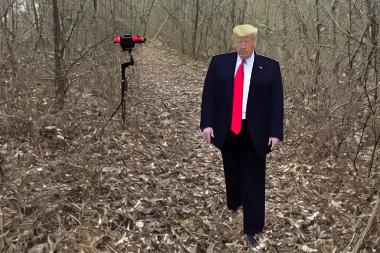 Image similar to donald trump caught on trail cam