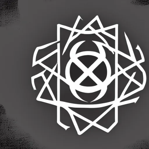 Image similar to AO occult anarchy symbol, graphic design, logo, black and white