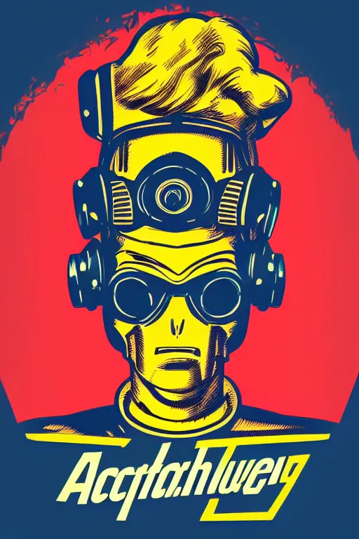 Image similar to fallout 7 6 retro futurist illustration art by butcher billy, sticker, colorful, illustration, highly detailed, simple, smooth and clean vector curves, no jagged lines, vector art, smooth andy warhol style