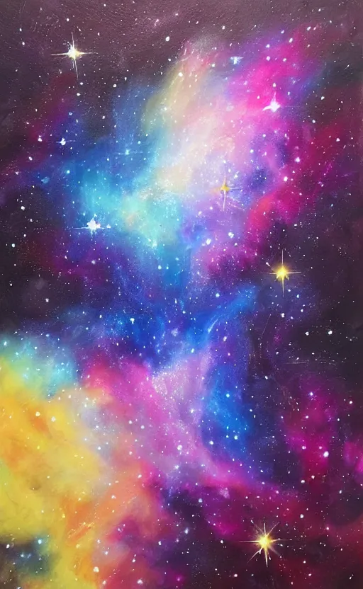 Prompt: millie bobby brown galaxy nebula painting