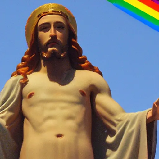 Prompt: jesus christ at the pride festival