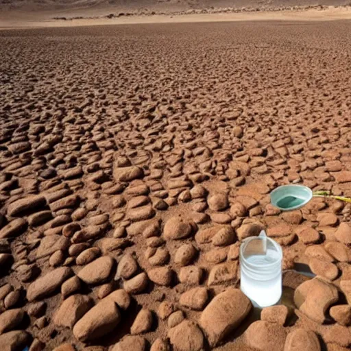 Prompt: Nestle company collecting water from a Mars river