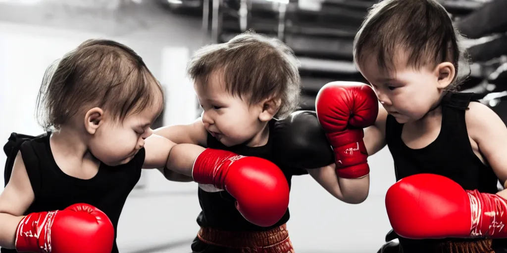 Prompt: two babies boxing