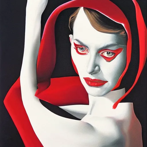 Prompt: portrait of a woman wearing white and red, by alex ross
