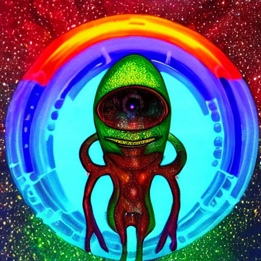 Image similar to rainbow cosmic alien