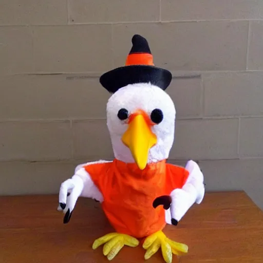 Image similar to chicken dressed as an inmate