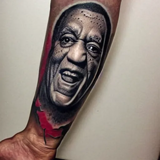 Image similar to bill cosby tattoo, realistic