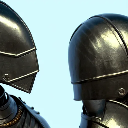 Prompt: medieval black knight, shiny armor, hyperrealistic, detailed, low angle view, light, god ray, vray, ray tracing, 4 k