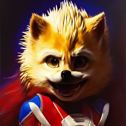 Image similar to a portrait of a super sonic the hedgehog. highly detailed painting by gaston bussiere, craig mullins, j. c. leyendecker, furry