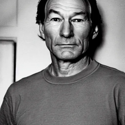 Image similar to patrick stewart with a sick mullet