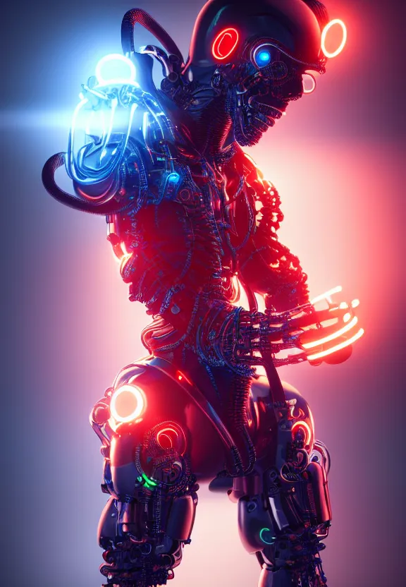 Image similar to ultra realist intricate detailed painting of a single attractive cyborg male, neon scales and cyborg tech, model pose, hyperrealistic, soft lighting, octane render