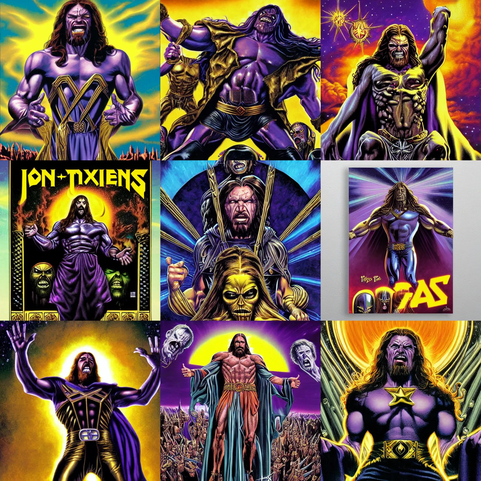 Jesus As Thanos On A Heavy Metal Album Cover By Iron Stable Diffusion 