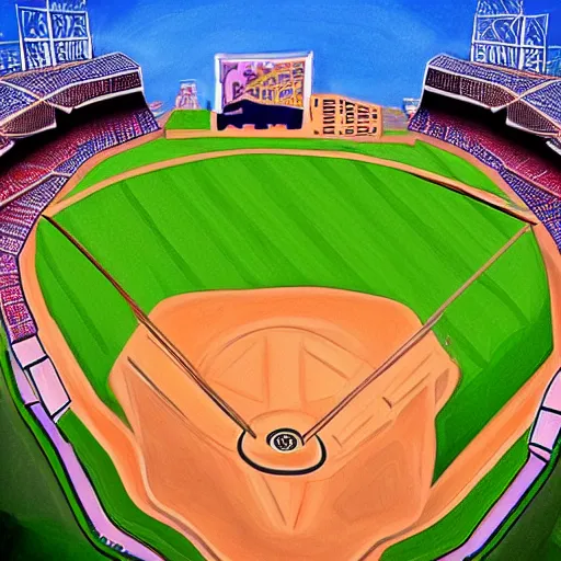 Prompt: angel's stadium in the style of picasso