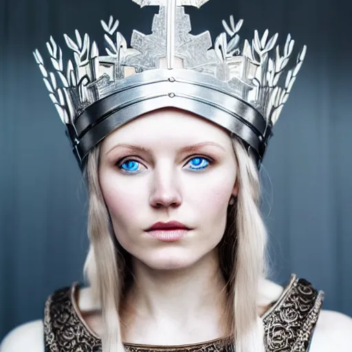 Prompt: photo of a real-life beautiful nordic queen, highly detailed