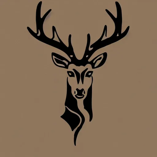 Image similar to a majestic deer, iconic logo symbol