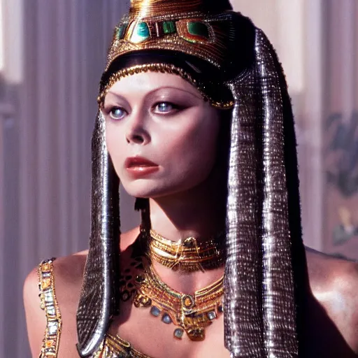 Image similar to ornella muti as cleopatra, 8 k resolution hyperdetailed photo realistic, extremely high quality and life like