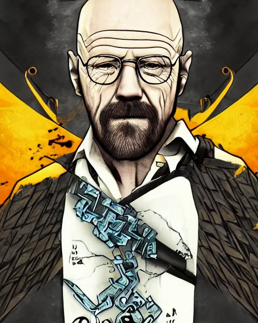 Image similar to Heisenberg, in the style of Record of Ragnarok, Record of Ragnarok, Shuumatsu no Valkyrie artwork