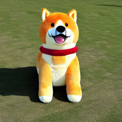 Prompt: a giant plushy shiba inu with a mustache, photo realistic, highly detailed,