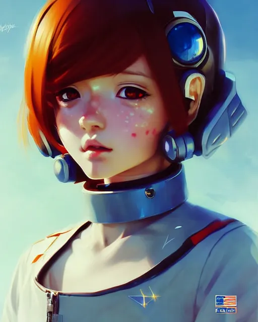 Image similar to portrait Anime space cadet girl cute-fine-face, pretty face, realistic shaded Perfect face, fine details. Anime. realistic shaded lighting by Ilya Kuvshinov Giuseppe Dangelico Pino and Michael Garmash and Rob Rey, IAMAG premiere, aaaa achievement collection, elegant freckles, fabulous