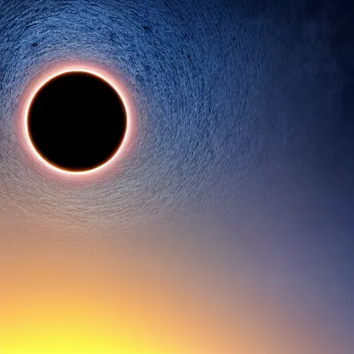 Image similar to a big black hole opening up in the sky, zoomed out shot, landscape, dramatic lighting