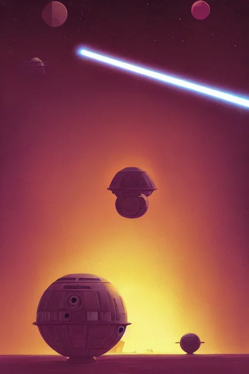 Prompt: star wars on Dyson sphere Edward Hopper and James Gilleard, Zdzislaw Beksisnski, higly detailed