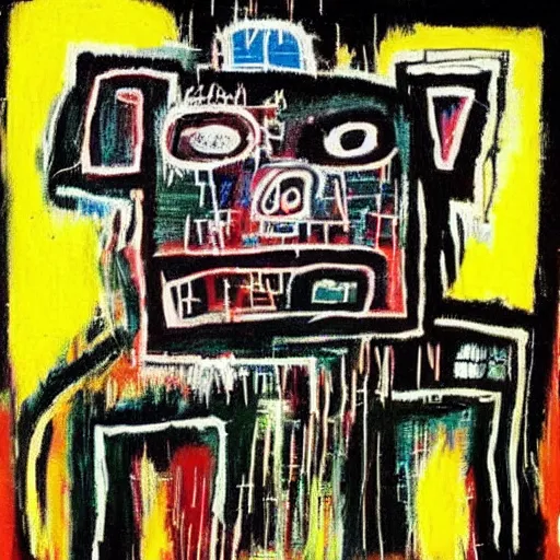 Image similar to “pig, neo-expressionist style, by Jean-Michel Basquiat”