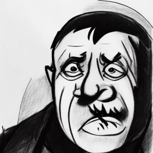 Image similar to milt kahl pencil sketch of adolf hitler