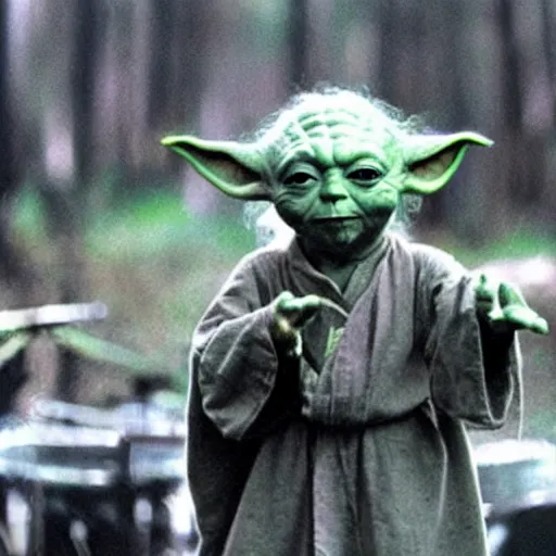 Image similar to yoda performing at woodstock