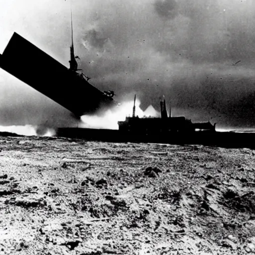 Image similar to an old ww2 photograph of a star destroyer crashing into earth