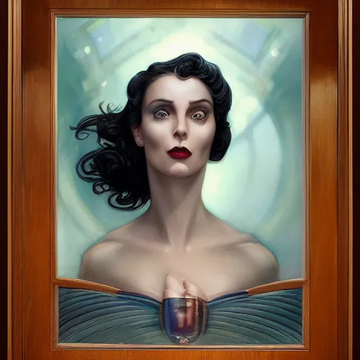 Image similar to a streamline moderne, art nouveau, multi - ethnic and multi - racial portrait in the style of charlie bowater, and in the style of donato giancola, and in the style of charles dulac. very large, clear, expressive, intelligent eyes. symmetrical, centered, ultrasharp focus, dramatic lighting, photorealistic matte painting, intricate ultra detailed background.