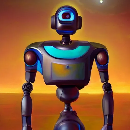 Prompt: artificial intelligence powered robot, in a galactic setting ultra-realistic in the colourful style of leonardo da vinci artstation hd oil painting and edward hooper, renaissance painting deviant artstation iridescent