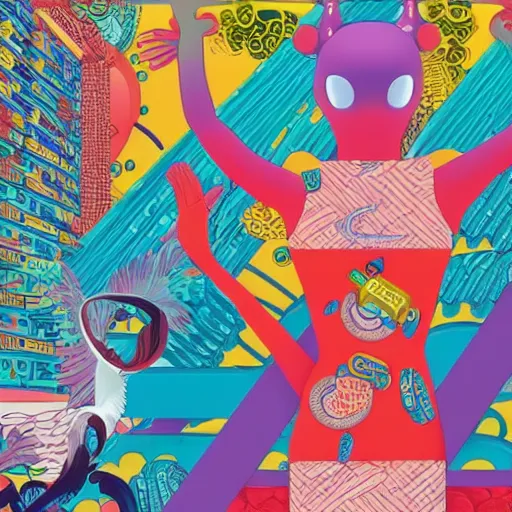 Image similar to pharmaceutical drugs by tristan eaton, beeple and james jean, chiho aoshima color scheme