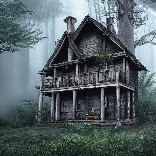 Image similar to Very very very very detailed, very very very very realistic image of very very very detailed house in the forest , by very very very very talented artist in very very very very aesthetic photorealism style