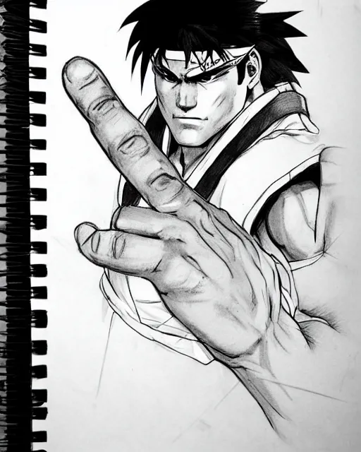 prompthunt: ryu from street fighter, court room sketch, fine