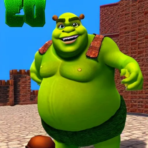 Image similar to shrek as a character in super mario 6 4