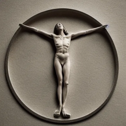 Image similar to vitruvian woman, 8 k, moody lighting, shallow depth of field