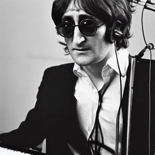 Image similar to A studio photograph of John Lennon, studio lighting, 1974