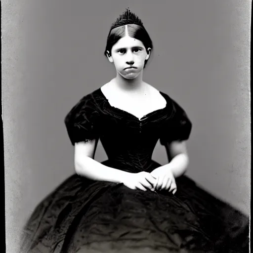 Prompt: clear photography of a beautiful and teenaged princess, circa 1 8 6 3