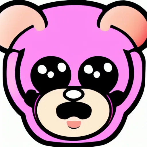 Image similar to a cute pink cuddly bear wearing headphones vector logo