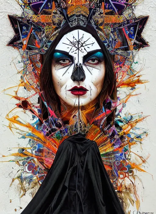 Prompt: tripping cult magic psychic woman, subjective consciousness psychedelic, epic occult ritual symbolism story iconic, dark robed witch, oil painting, robe, symmetrical face, greek dark myth, by sandra chevrier, masterpiece