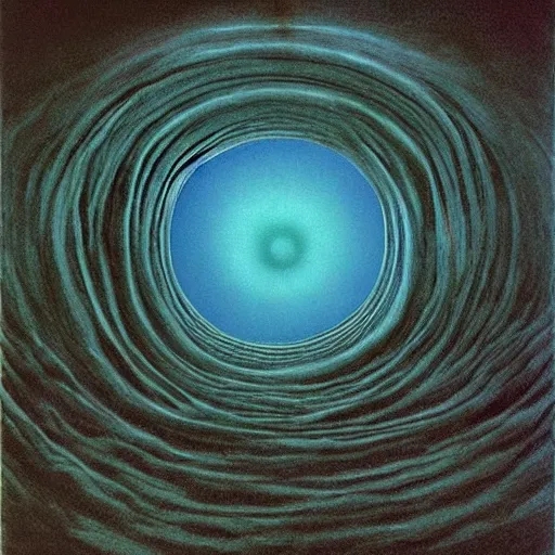 Image similar to a very very beautiful vortex in the style of Zdzisław Beksiński,