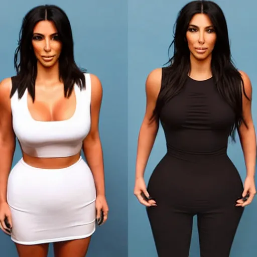 Image similar to kim kardashian full body mugshot, standing in front of a wall