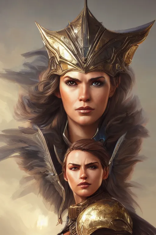 Image similar to amazon valkyrie athena, d & d, fantasy, portrait, highly detailed, headshot, digital painting, trending on artstation, concept art, sharp focus, illustration, art by artgerm and greg rutkowski and magali villeneuve