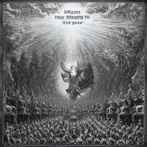 Prompt: the most epic chess game in all of time and space, by gustave dore, cinematic, heavy metal album cover